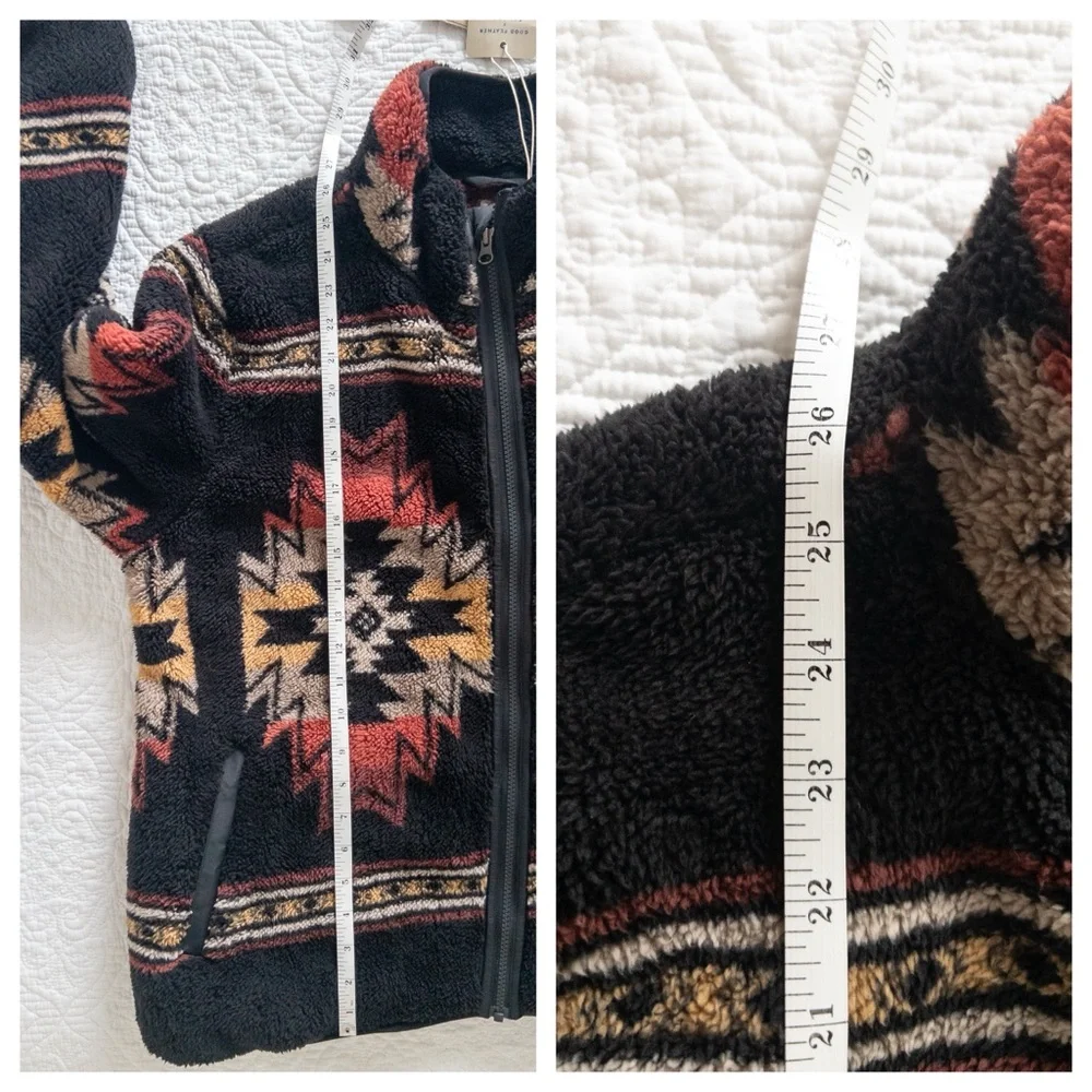 NWT Faherty Doug Good Feather Fleece Jacket Black Multi Eco-friendly Size XL - Picture 8 of 8